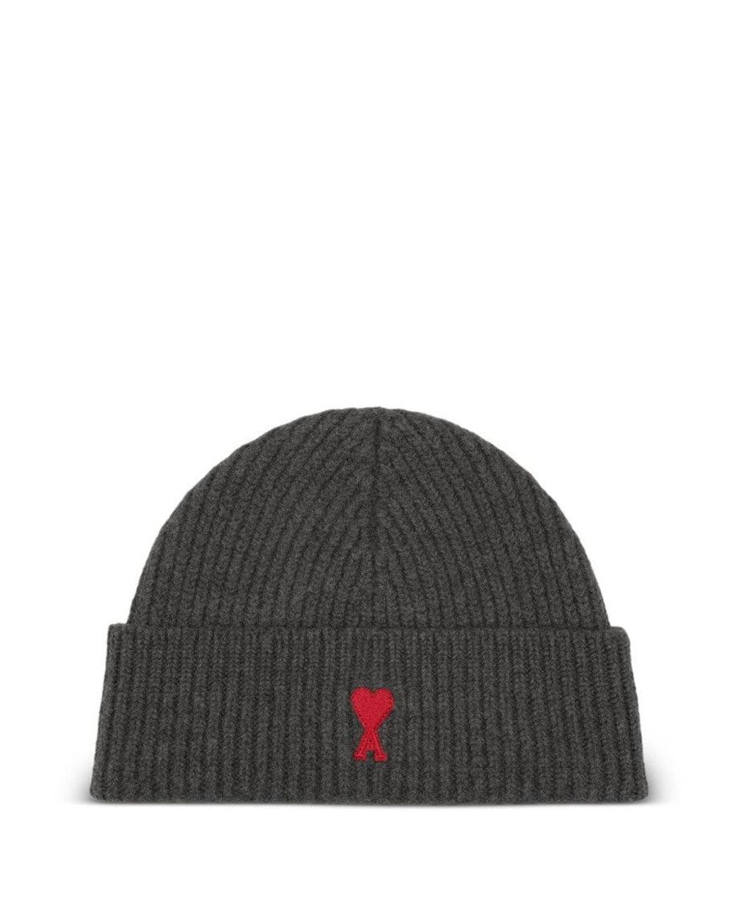 AMI Gray Logo Beanie Cap for men