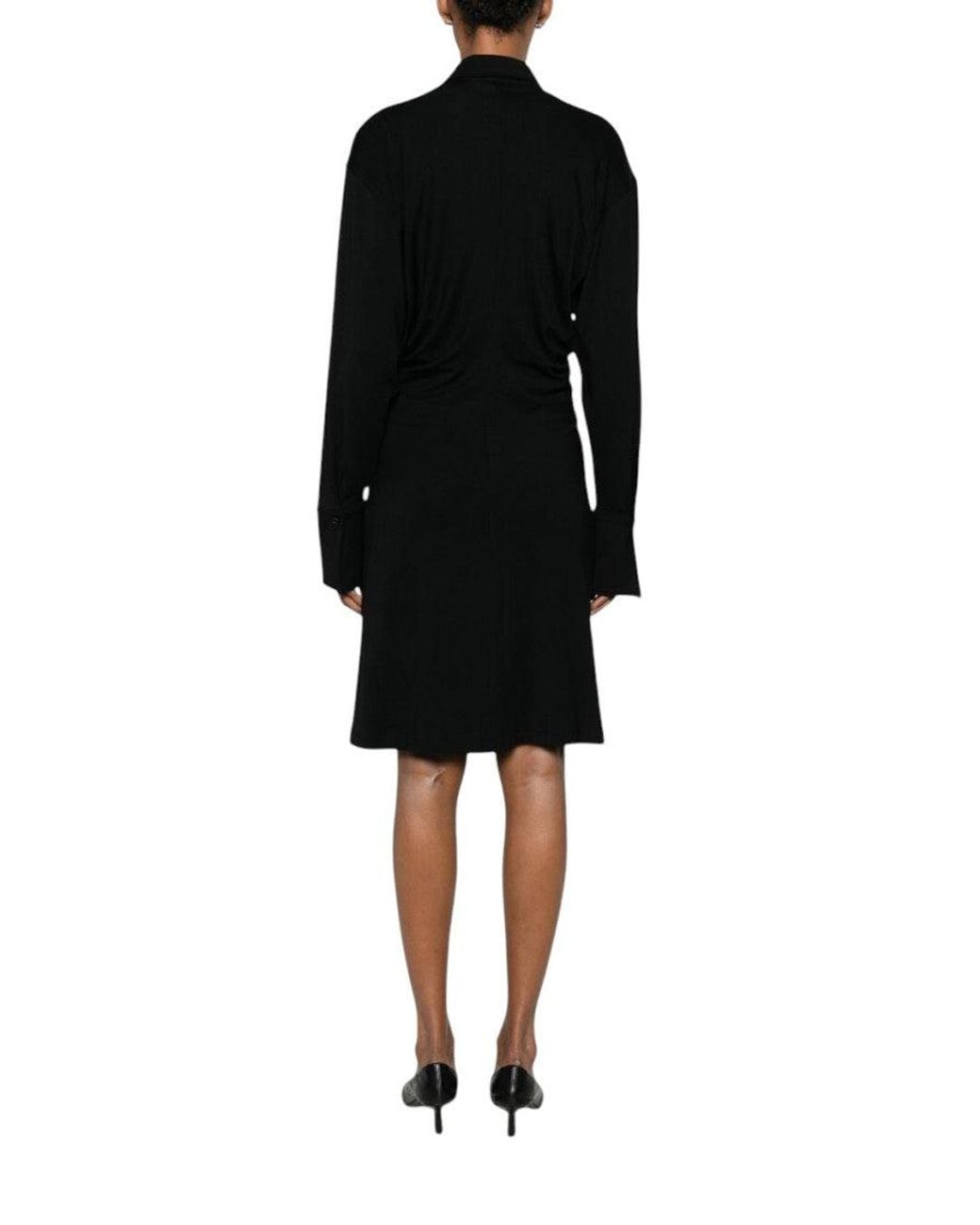 Totême Black Shirt Collar Knee Length Dress