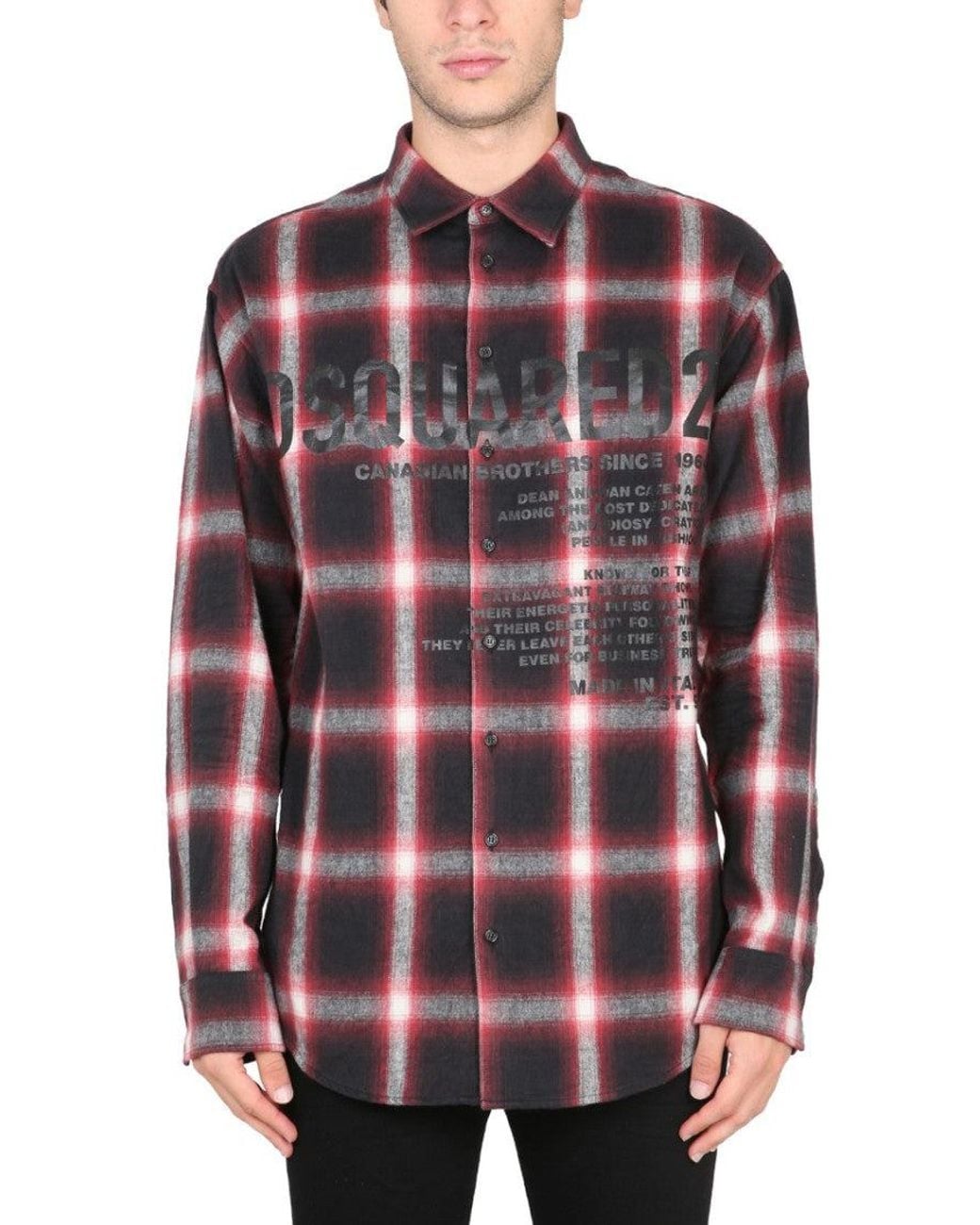 DSquared² Red Regular Plaid Shirt for men