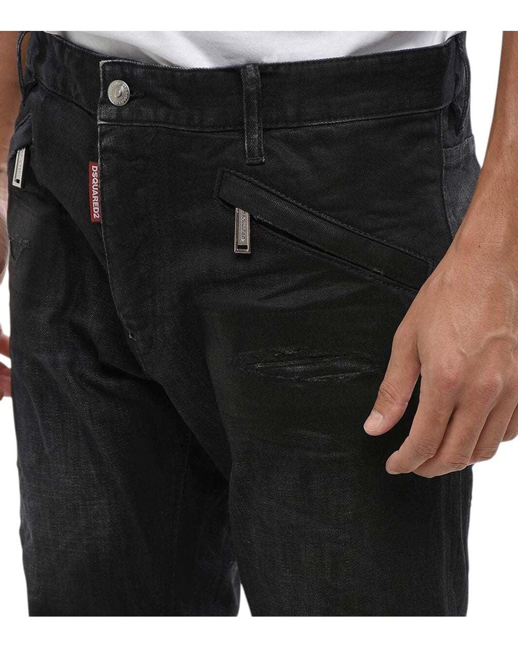 DSquared² Black Slim Mid Rise Jeans for men