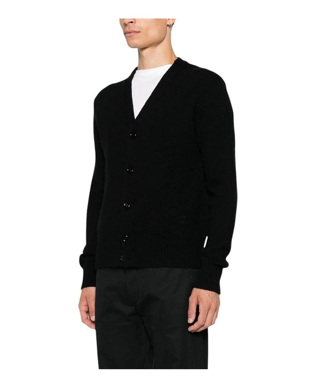 AMI Black V Neck Cardigan for men