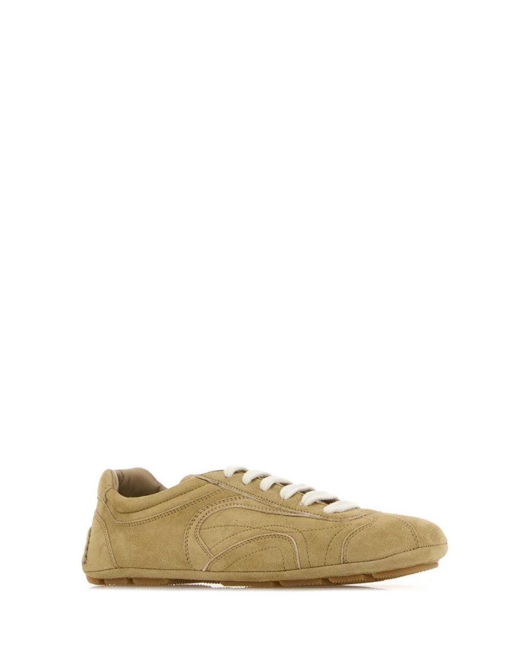 Prada Natural Suede Sneakers