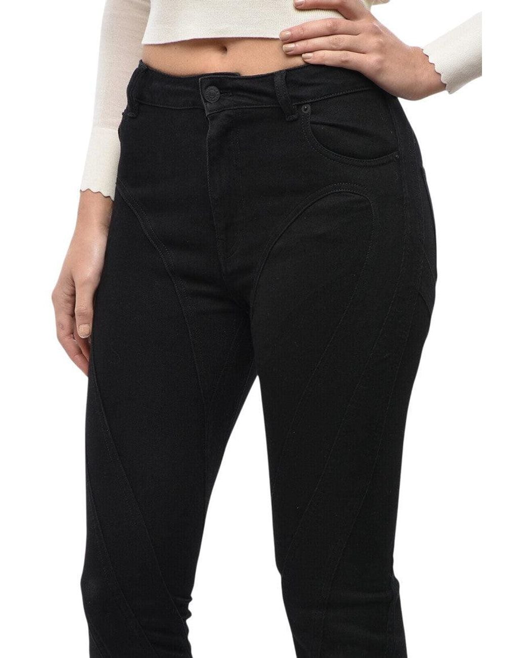 Mugler Black Bootcut Mid Rise Jeans