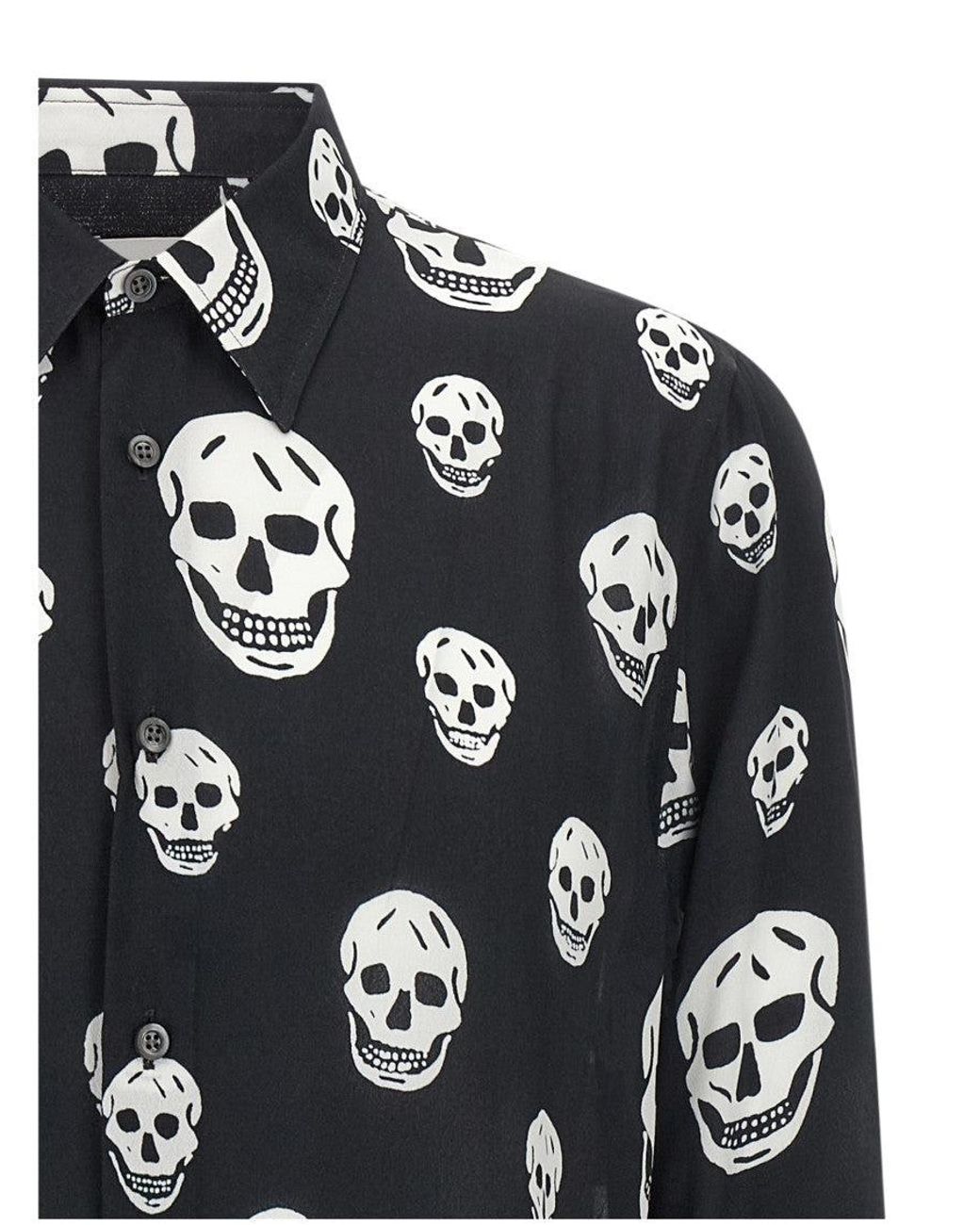 McQueen Black Regular Graphic Shirt for men