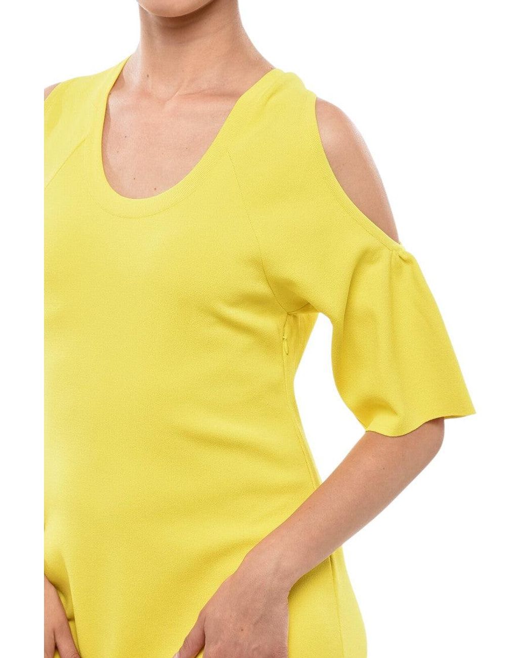Stella McCartney Yellow Scoop Neck Knee Length Dress