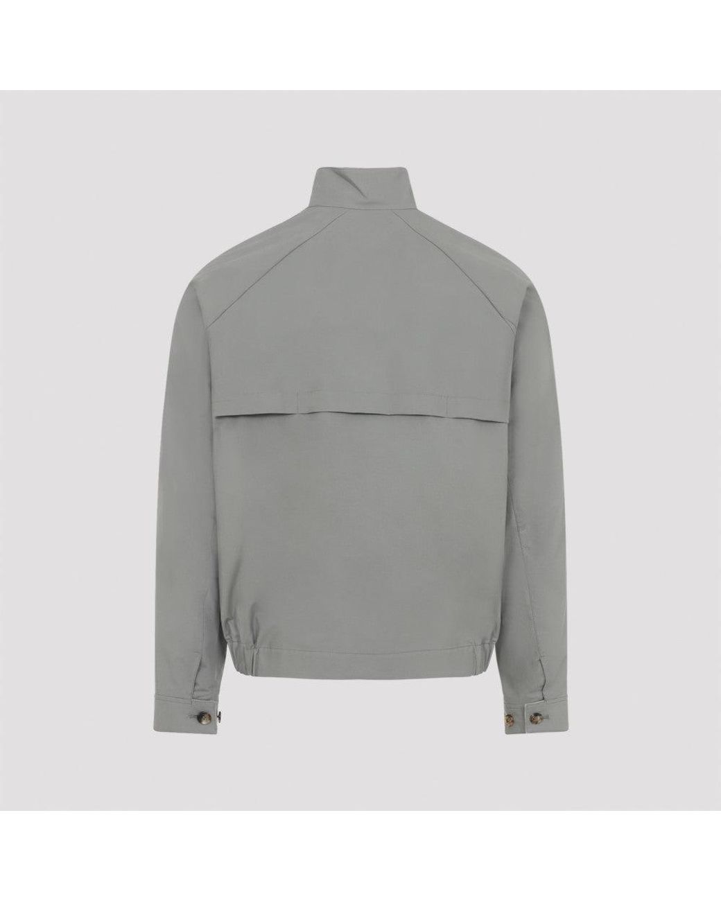 Brunello Cucinelli Gray Khaki Stand Collar Zip Jacket for men
