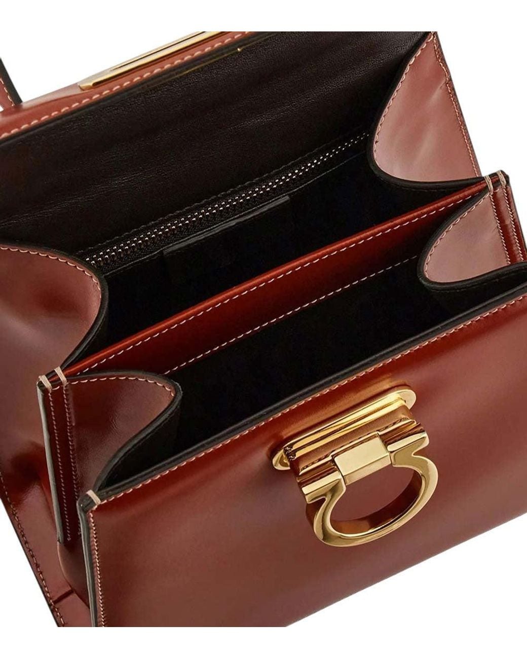 Ferragamo Brown Iconic Small Satchel