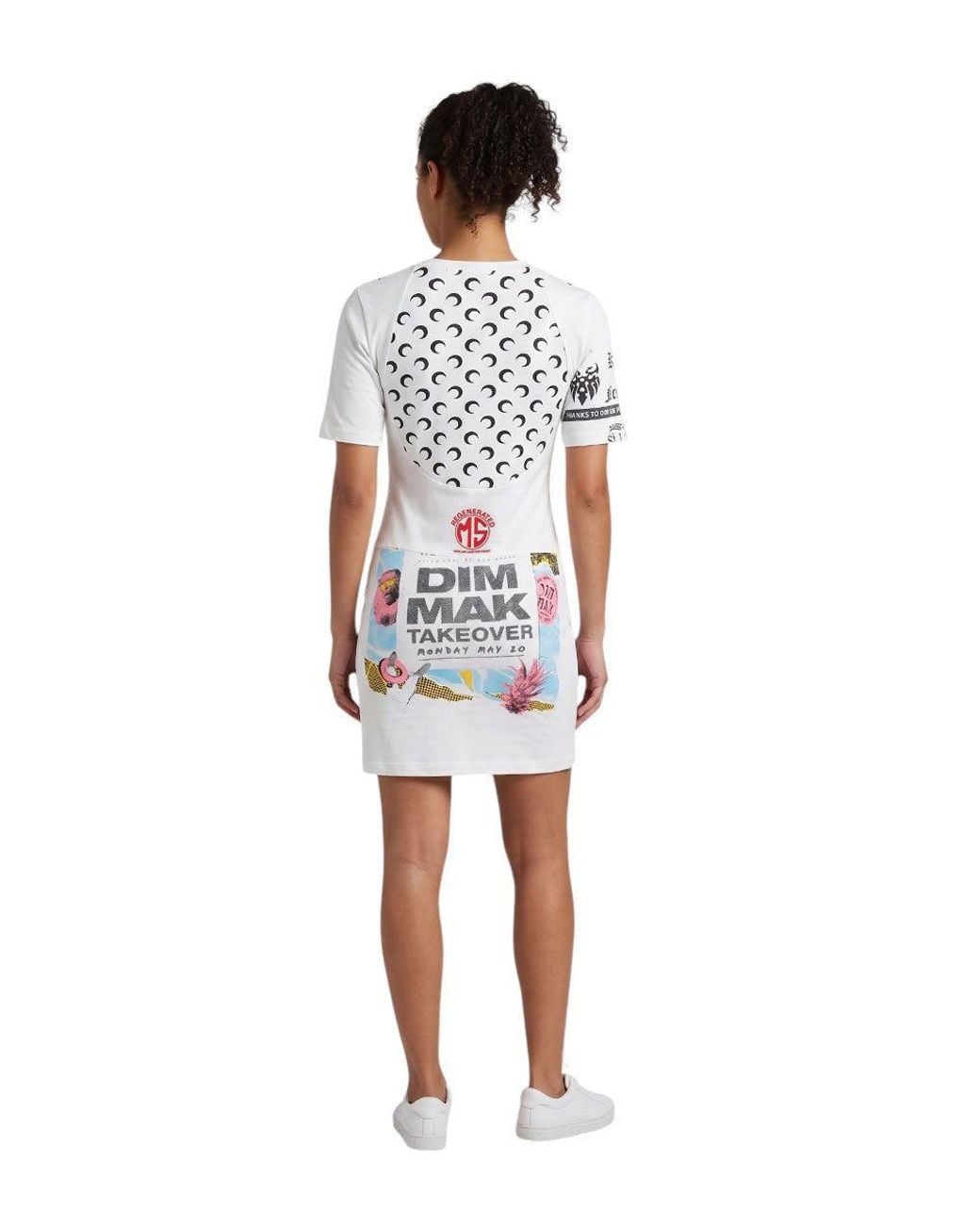 MARINE SERRE Blue Crew Neck Mini Dress