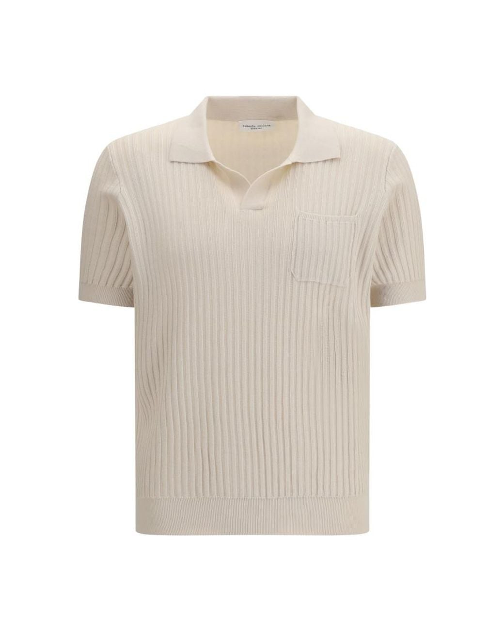 Roberto Collina White Textured Polo for men
