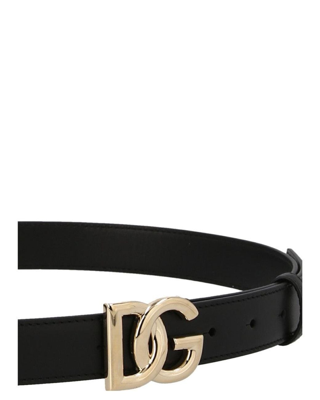 Dolce & Gabbana Black Dg Logo Leather Belt