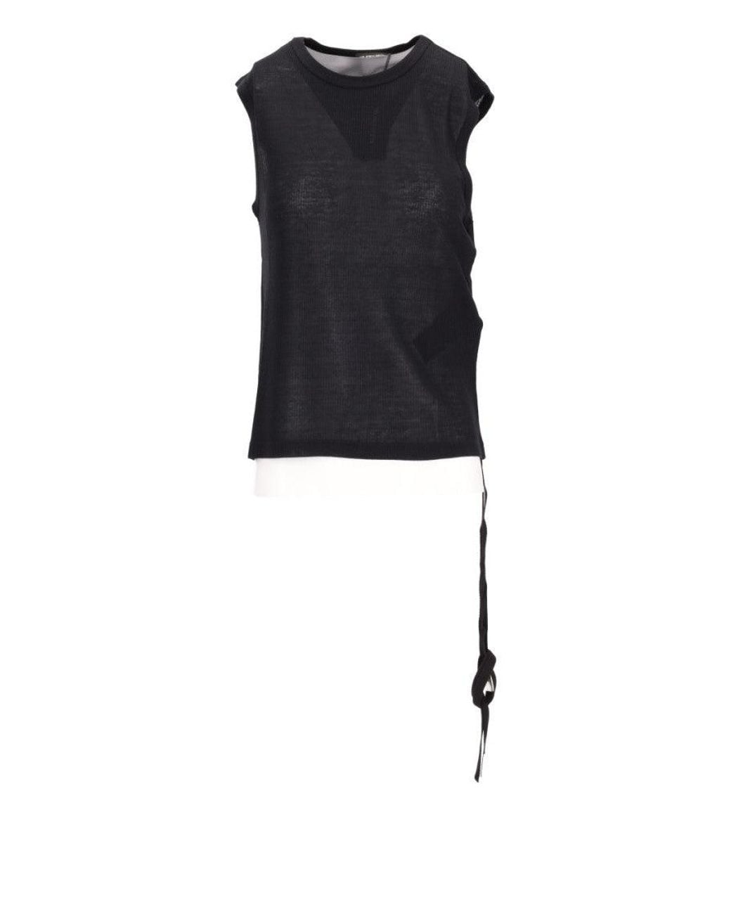 Ann Demeulemeester Black Ribbed Top