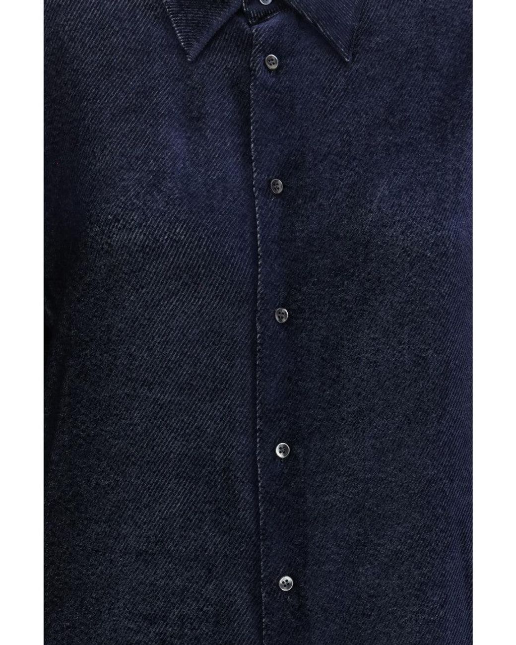 Giorgio Armani Blue Dark Textured Shirt for men