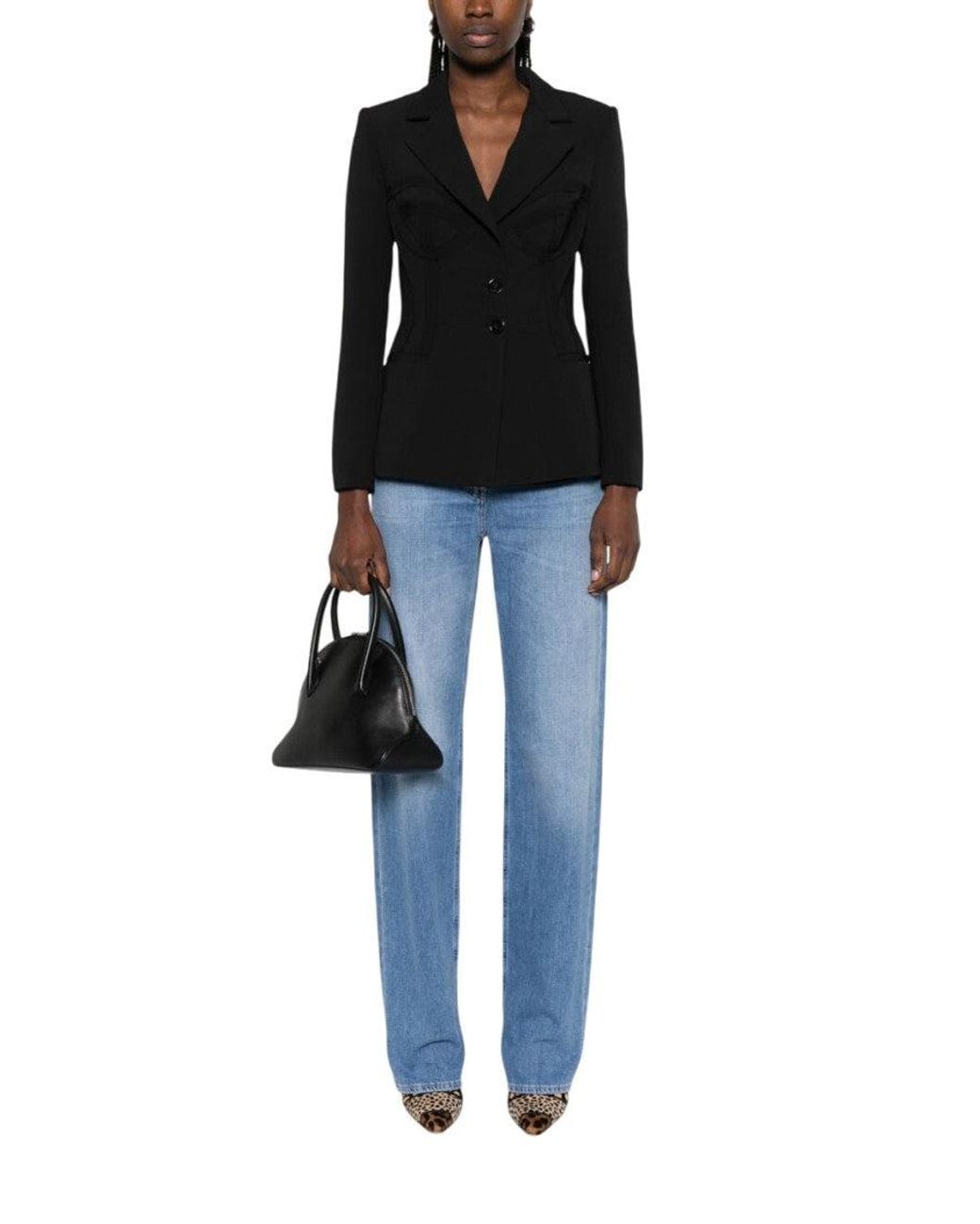 Elisabetta Franchi Black Sky Straight Mid Rise Jeans