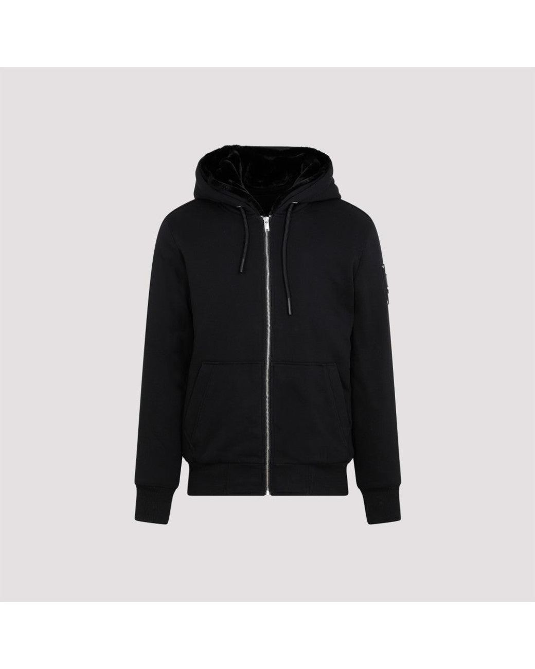 Moose Knuckles Black Logo Zip-Up Hoodie for men