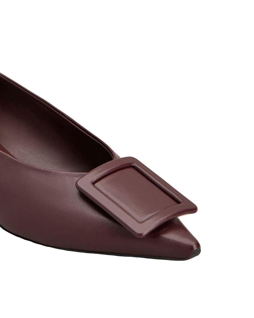 Roger Vivier Purple Burgundy Leather Ballet Flats