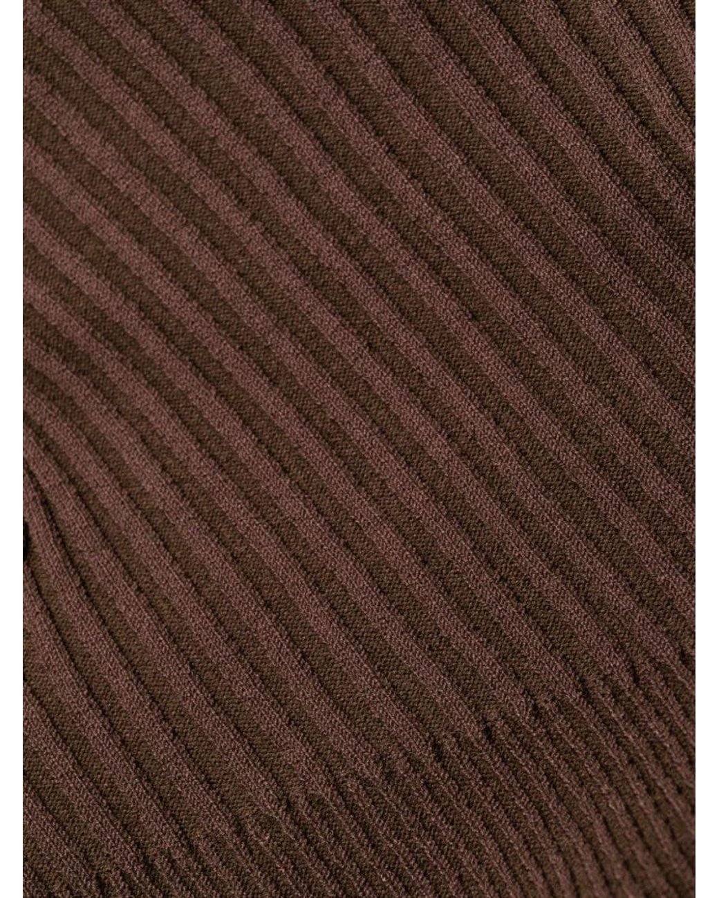 ANDREADAMO Brown Cut-Out Knitted Bodysuit
