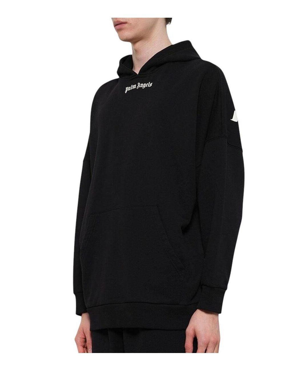 Palm Angels Black Relaxed Logo Hoodie for men