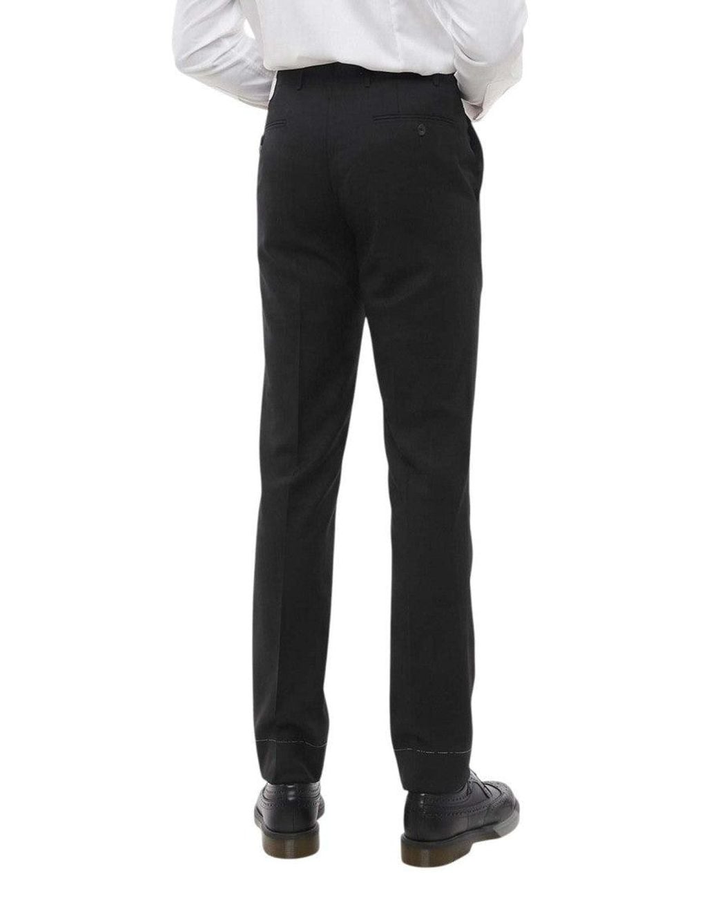 Corneliani Black Flat Front Pants for men