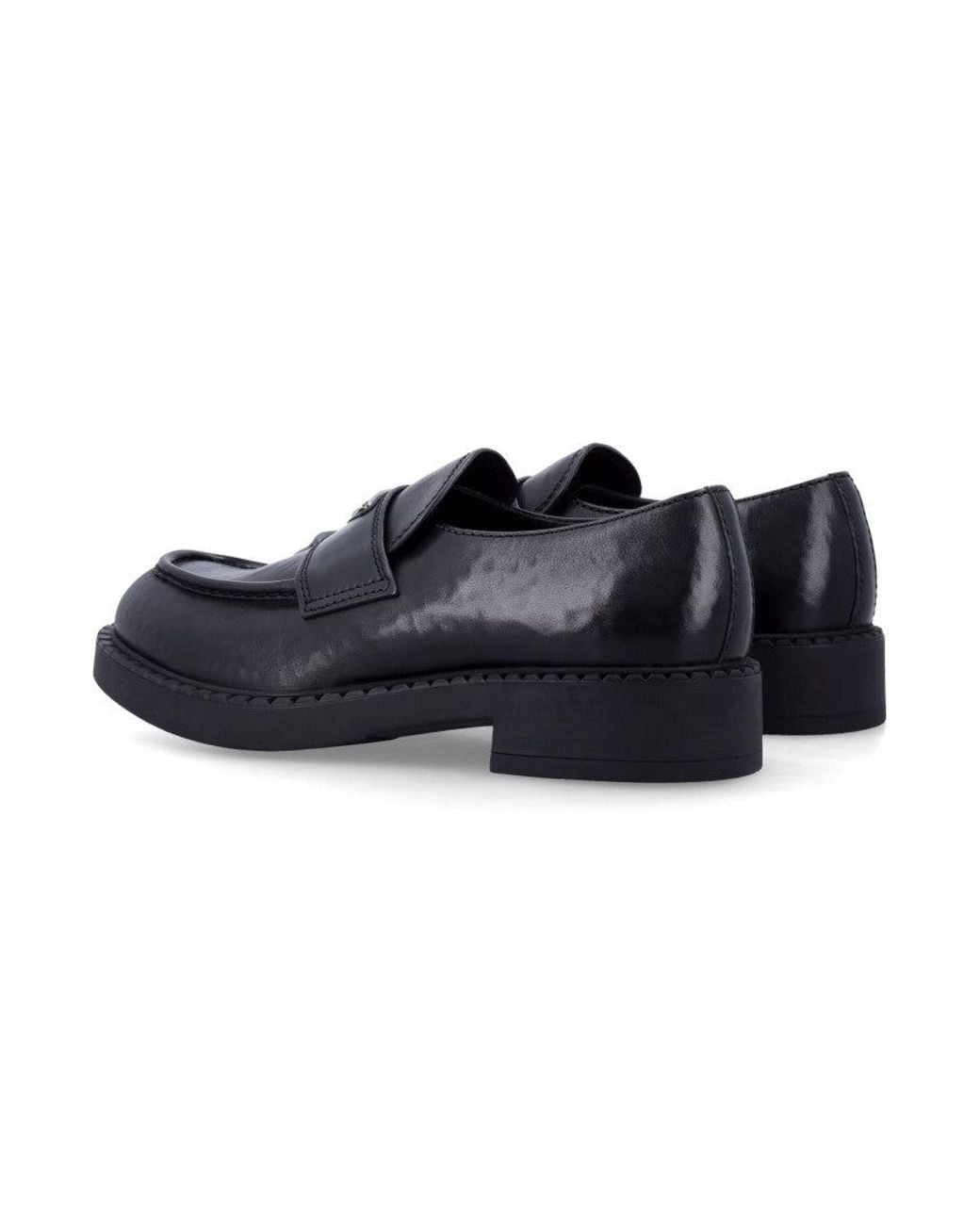Prada Blue Logo Classic Loafers for men