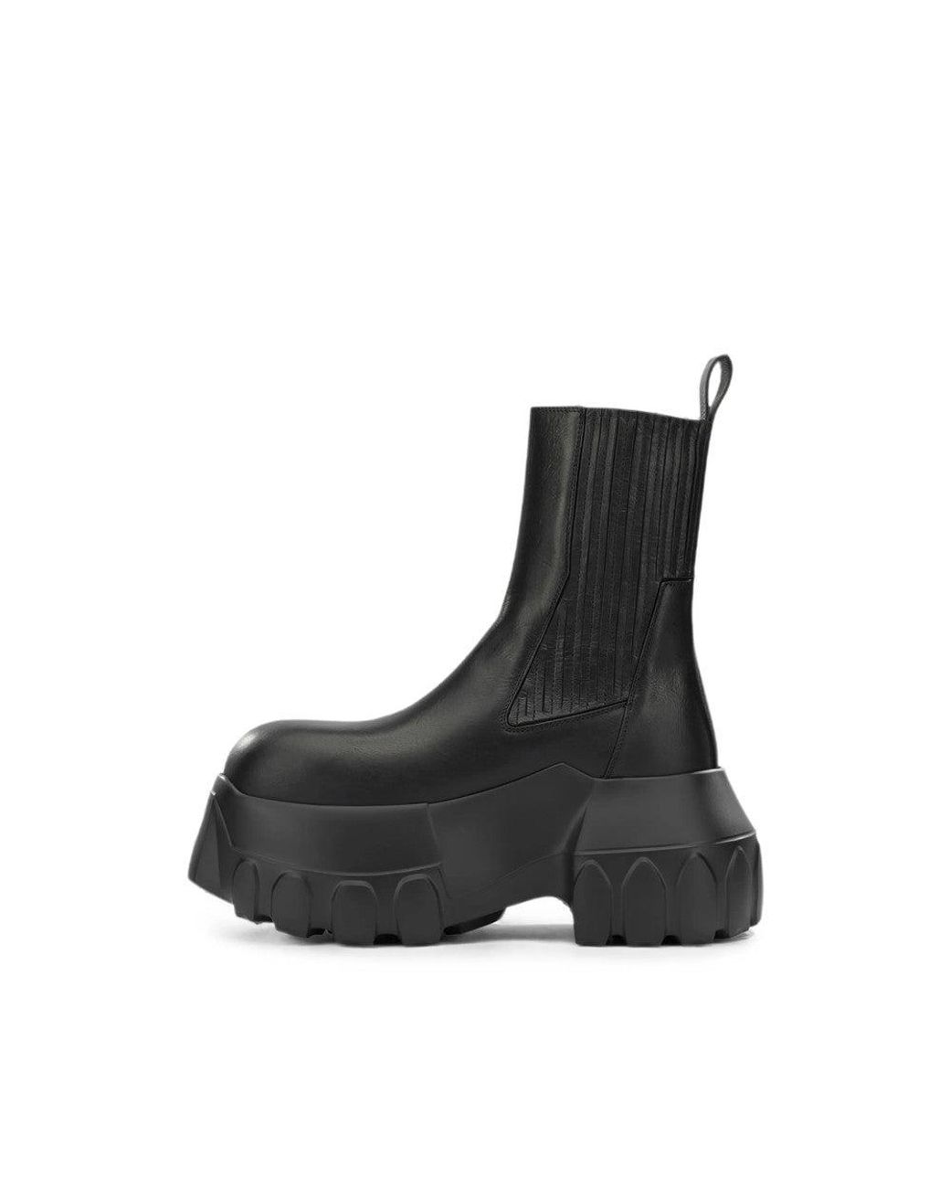 Rick Owens Black Leather Beatle Boots