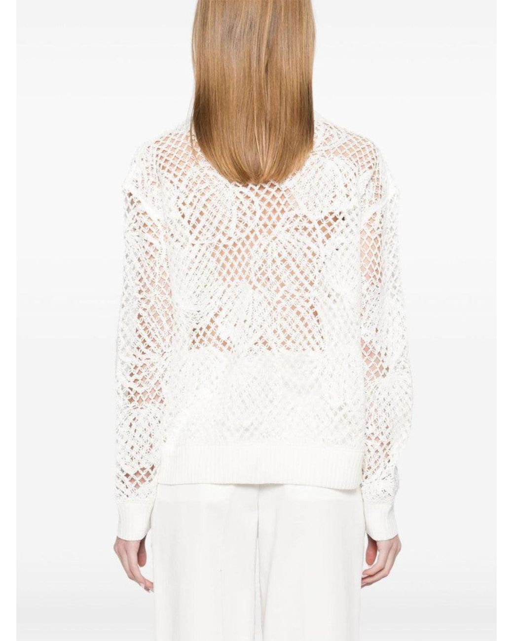 Max Mara White Embroidered Cotton Top