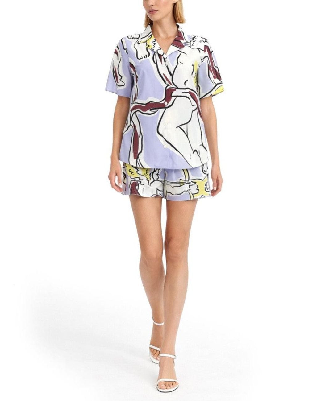 Tory Burch White Cotton Graphic Shorts