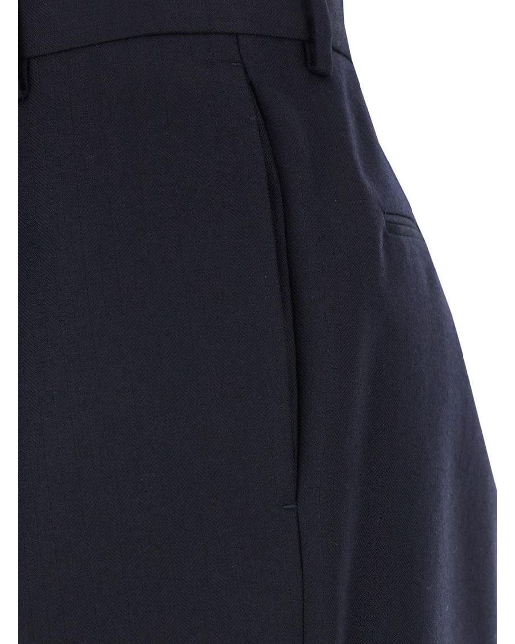 Dries Van Noten Blue Tailored Flat Front Pants