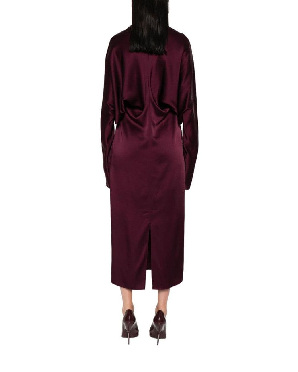 Stella McCartney Purple Dark Round Neck Midi Dress