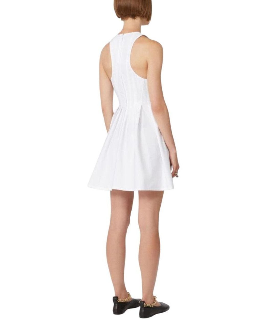 Sportmax White Round Neck Mini Dress
