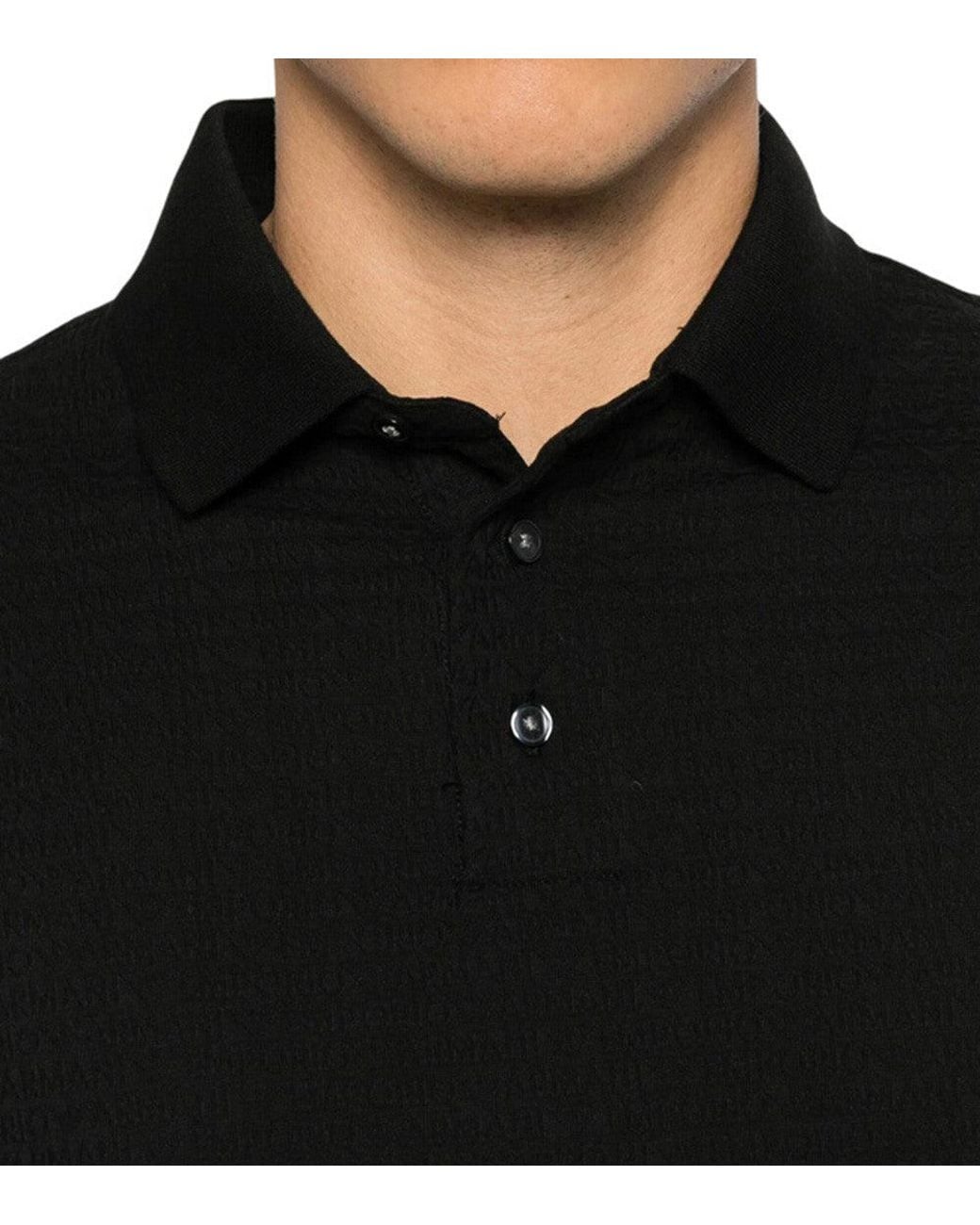 Emporio Armani Black Shirt Collar Polo for men