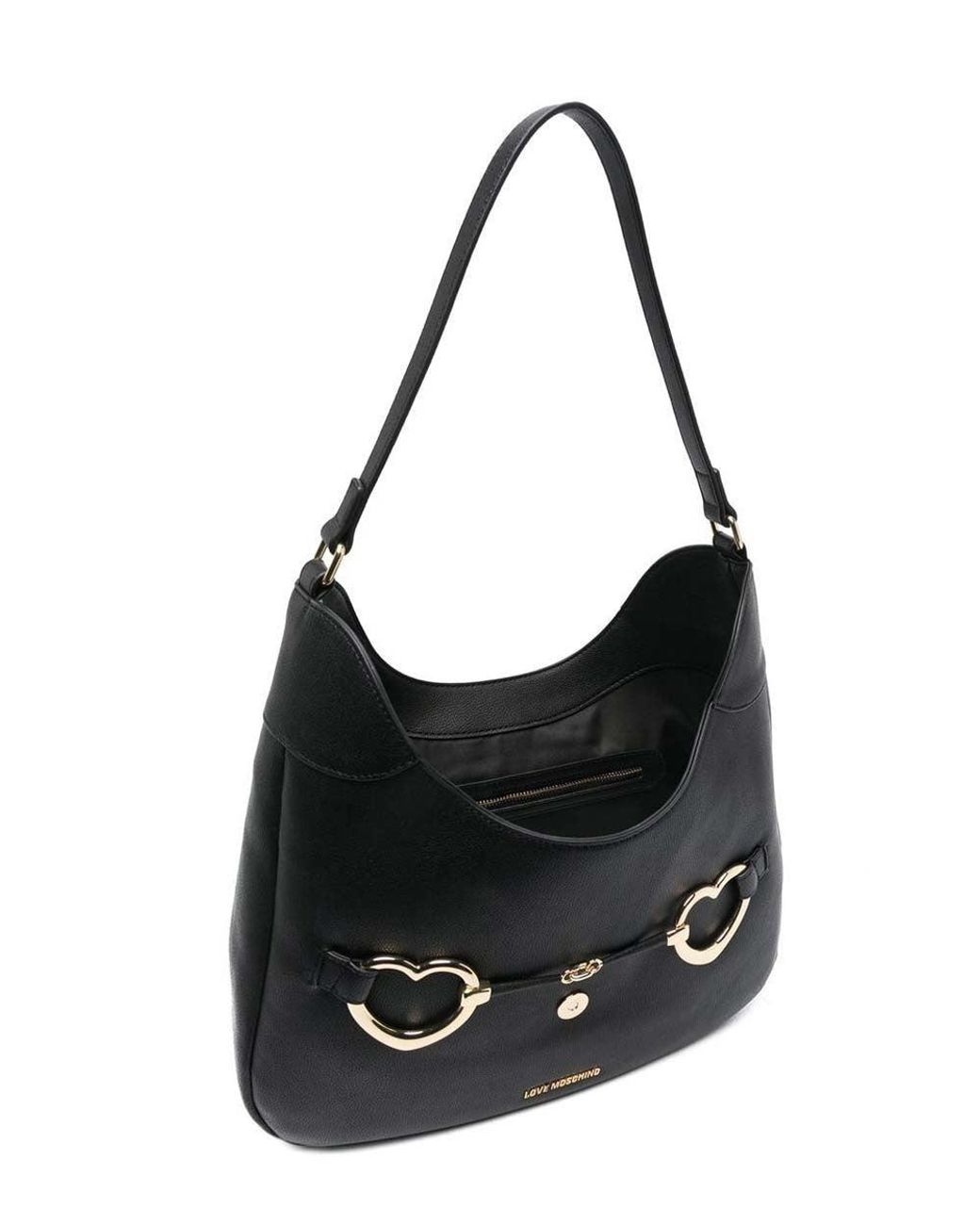 Love Moschino Black Heart Clamp Medium Hobo