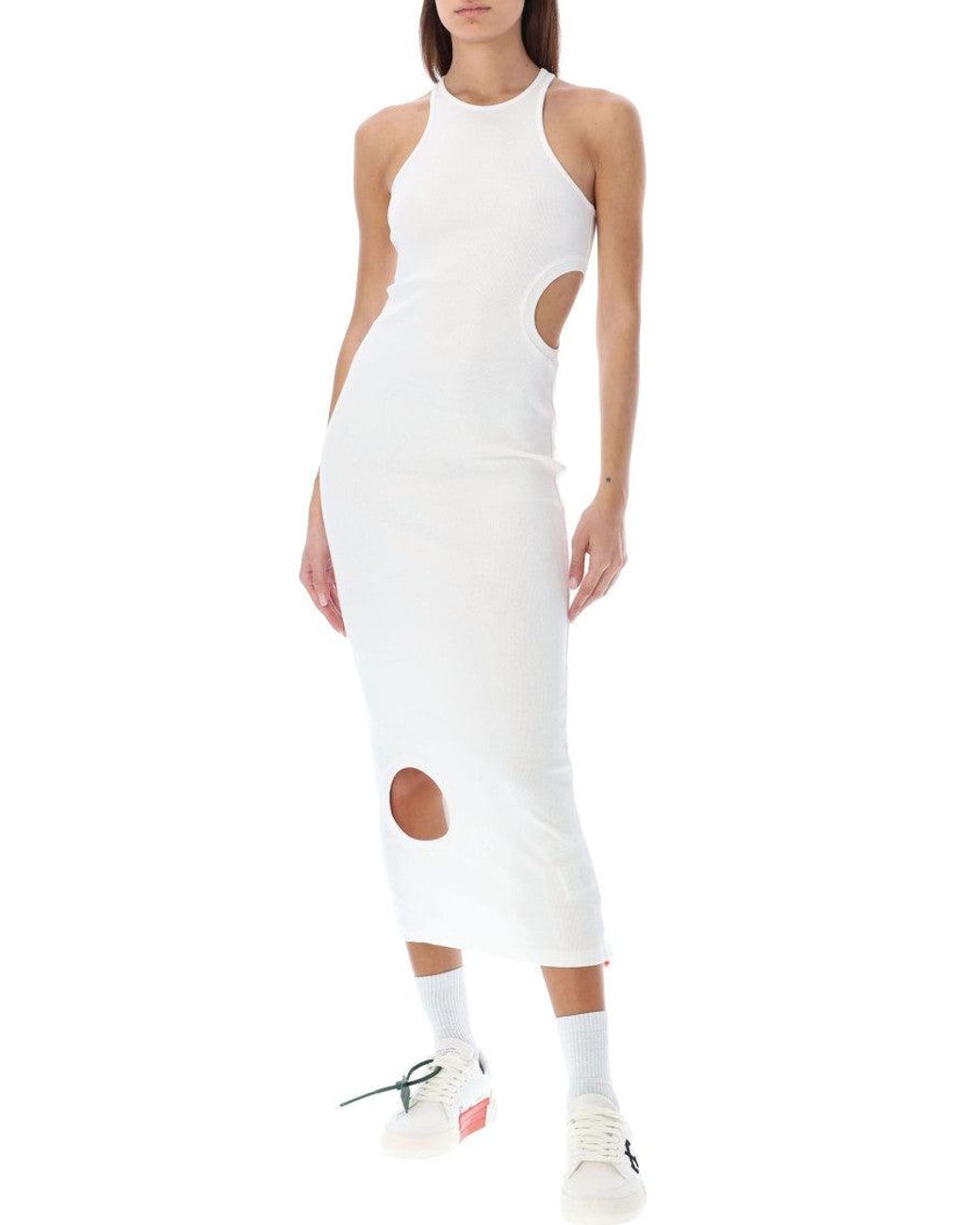 Off-White c/o Virgil Abloh White Halter Neck Midi Dress
