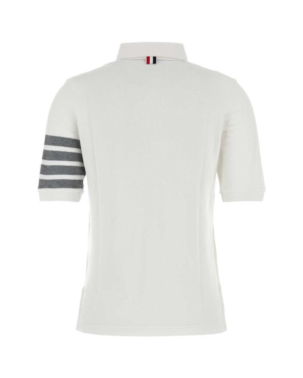 Thom Browne White Piquet Polo Shirt