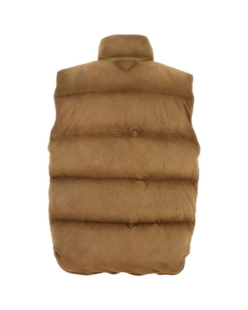 Prada Brown Solid Sleeveless Jacket for men
