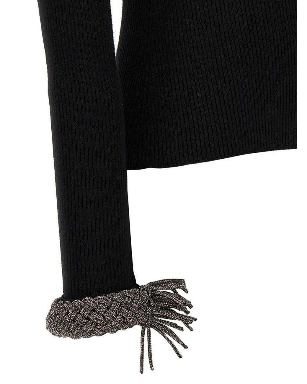 GIUSEPPE DI MORABITO Black Jewel Cuffs Sweater
