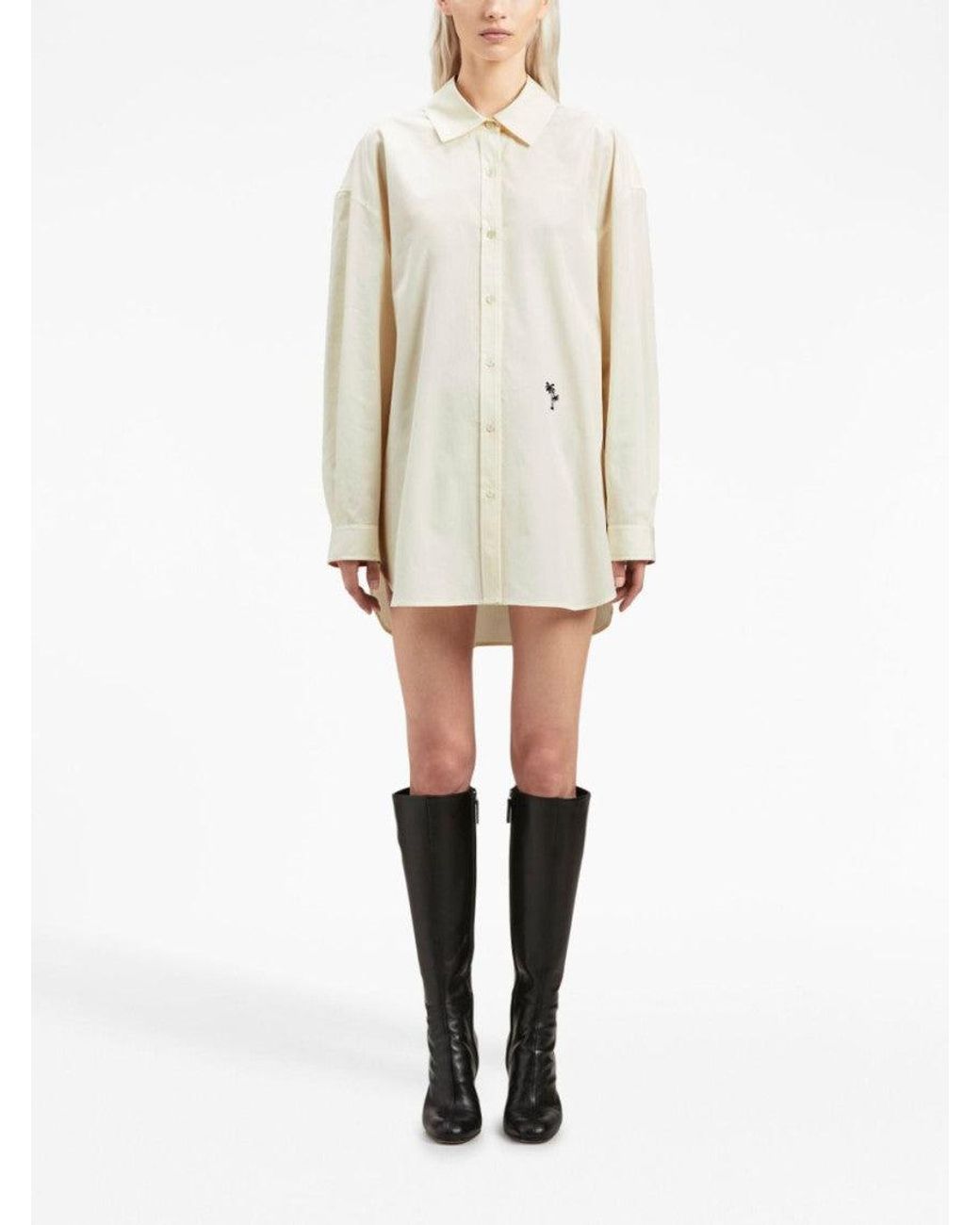 Palm Angels White Logo Cotton Shirt