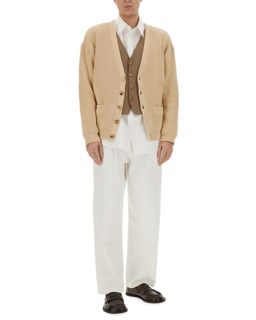 Moschino Natural Relaxed Fit Organic Cotton Blend Cardigan for men
