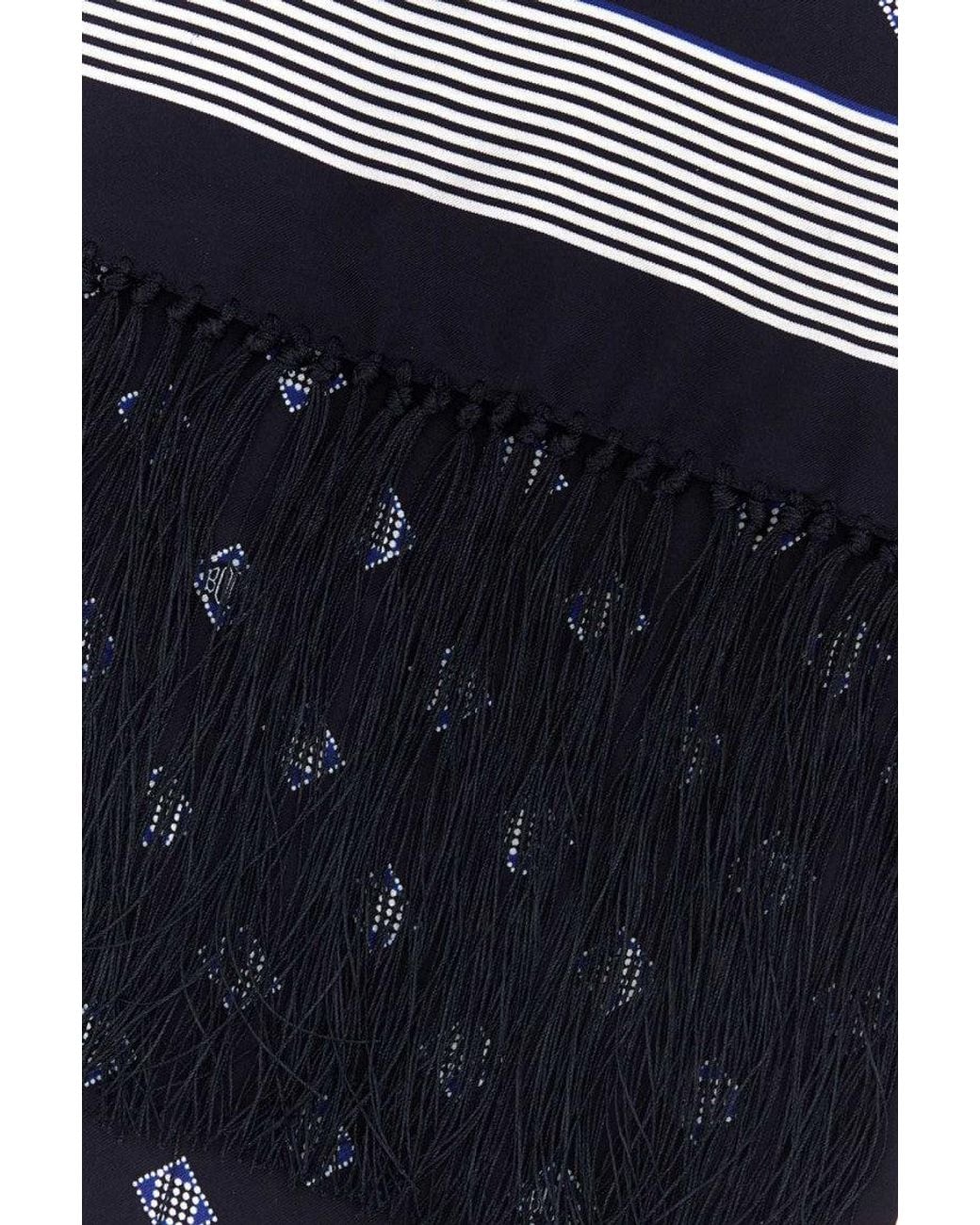 Bode Black Printed Silk Scarf for men