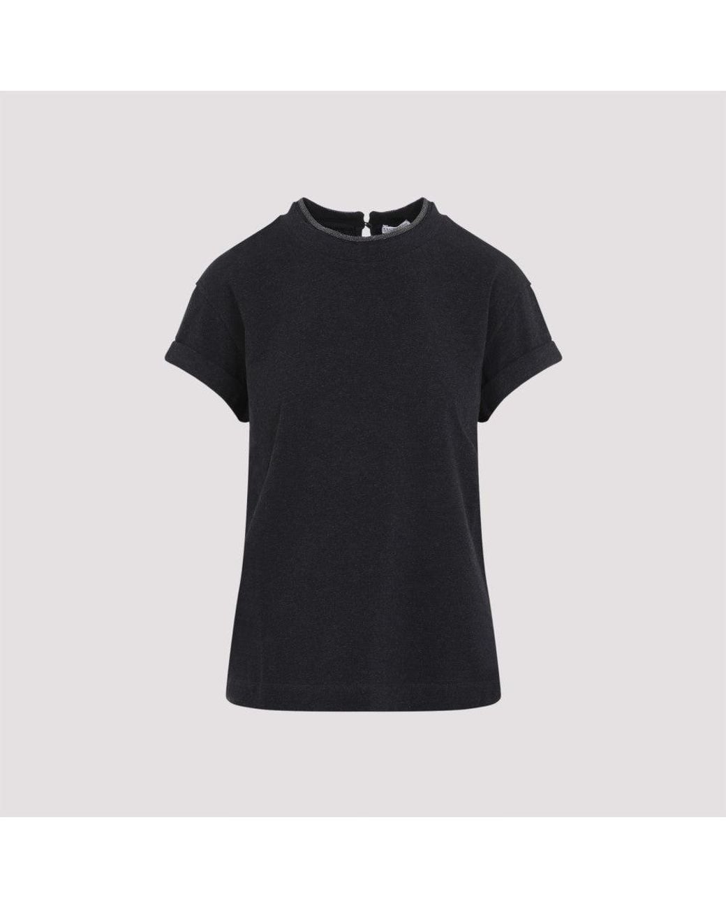 Brunello Cucinelli Black Cotton T-Shirt