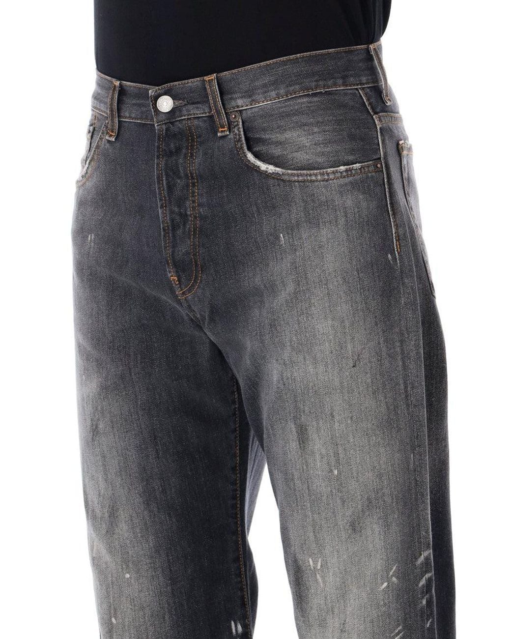Acne Black Relaxed Mid Rise Jeans for men