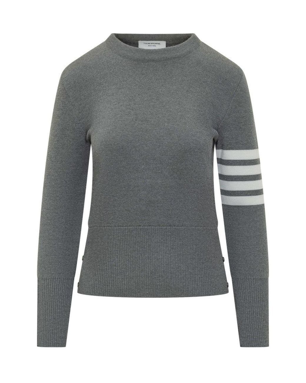 Thom Browne Gray Stripes Crew Neck Sweater