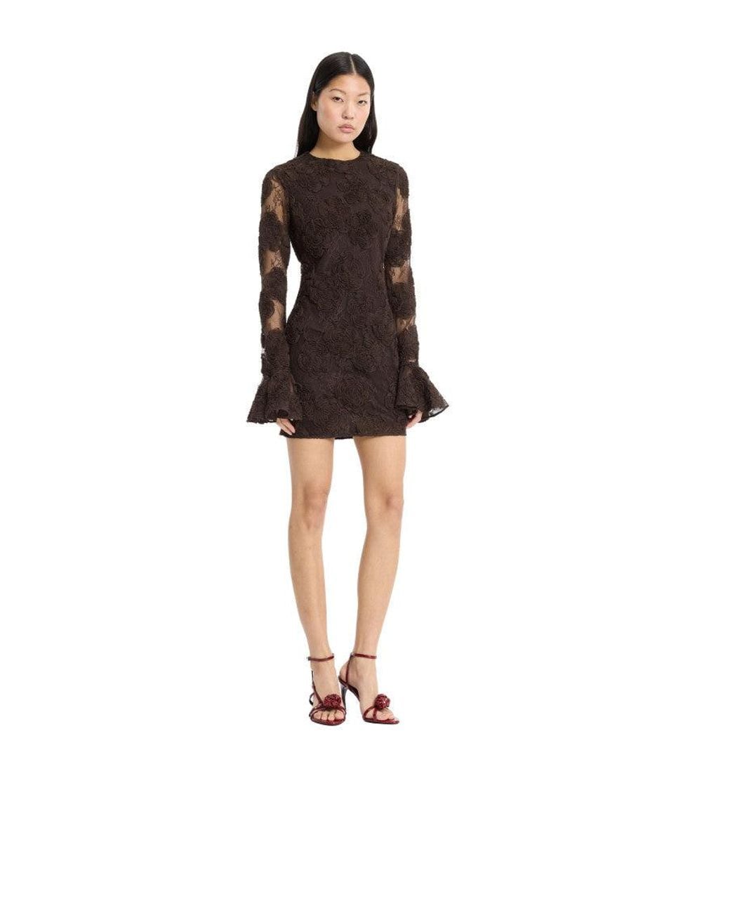 ROTATE BIRGER CHRISTENSEN Black Mini Dress Flower