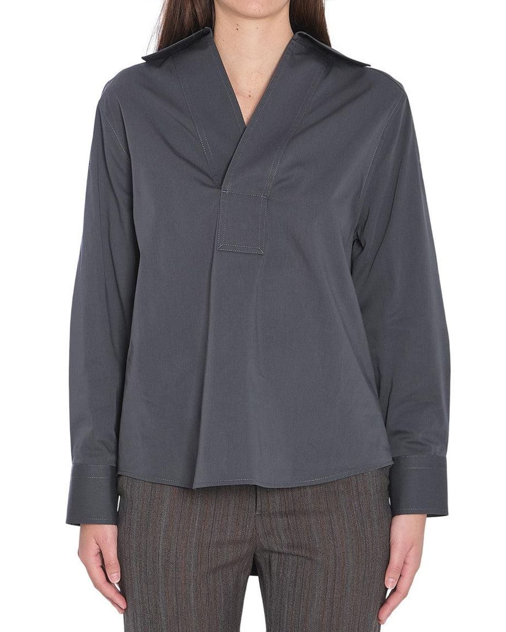 Bottega Veneta Gray Cotton And Silk Shirt