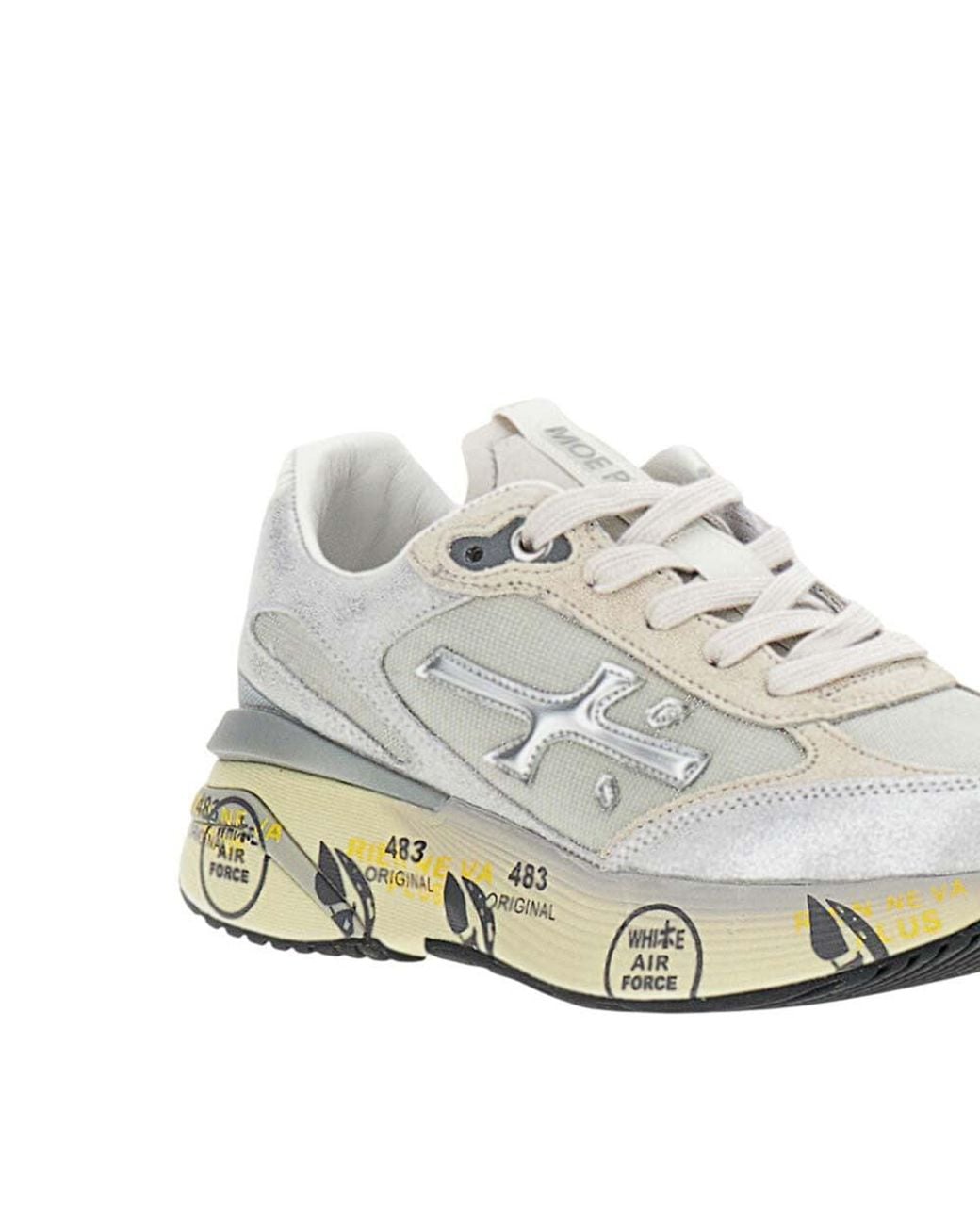 Premiata White Mesh Moerund Platform Sneakers