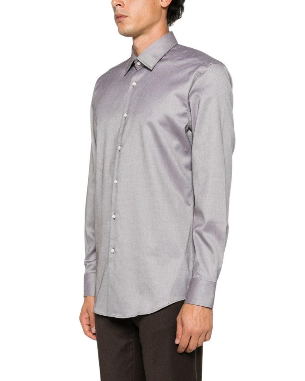 Boss Purple Slim Textured Shirt for men