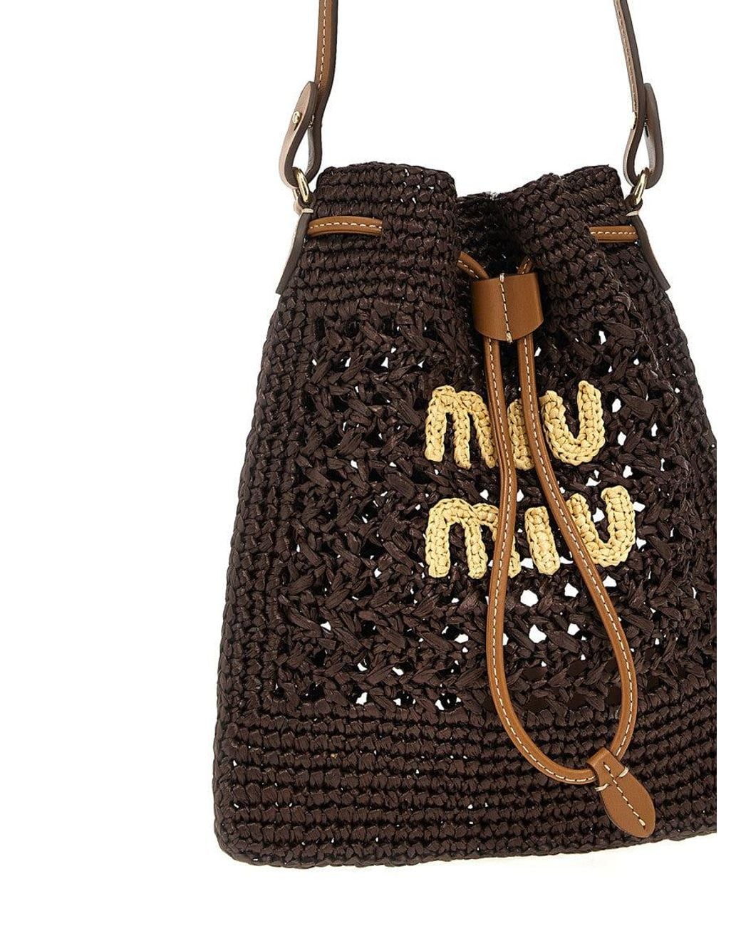Miu Miu White Crochet Mini Bucket Bag