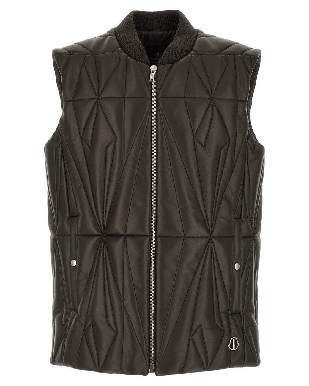 Rick Owens Black Geometric Mock Collar Vest for men