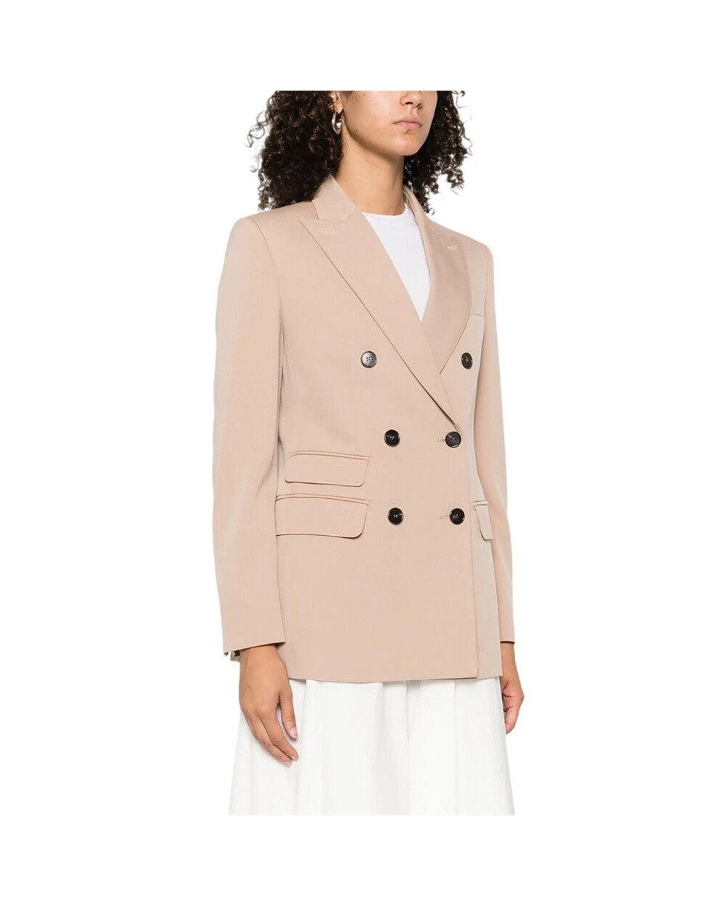Max Mara Natural Solid Peaked Lapel Blazer