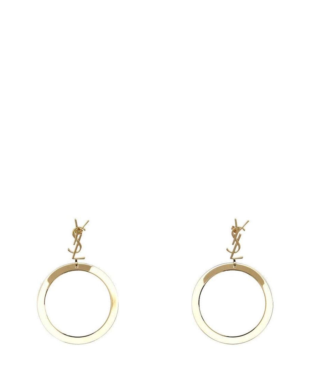 Saint Laurent Metallic Golden Cassandra Hoop Earrings