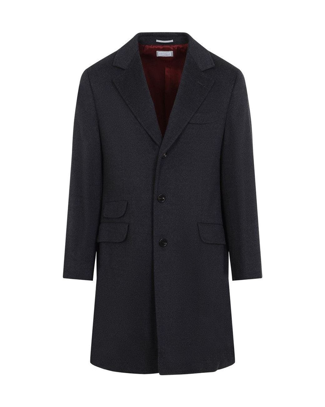 Brunello Cucinelli Blue Notched Lapel Coat for men